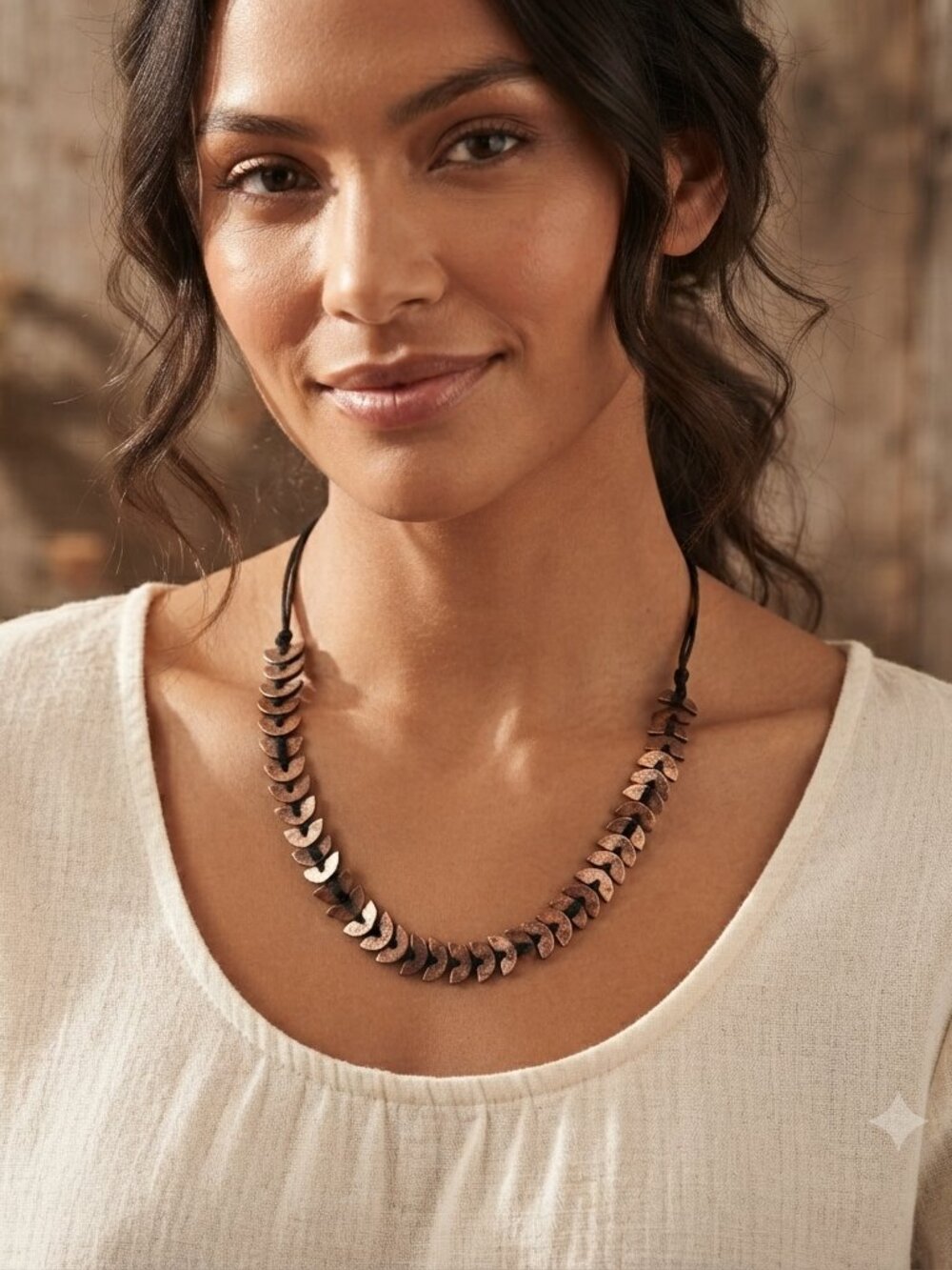 BKE bronze tone leaf shape necklace with black cord